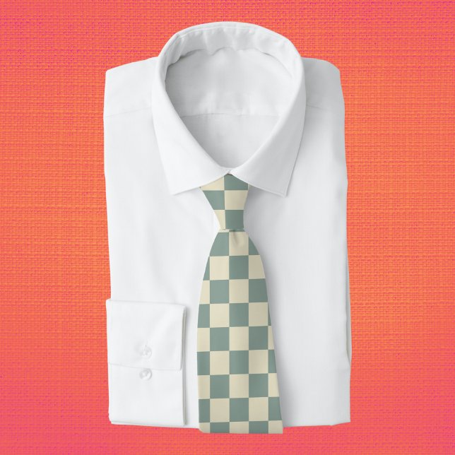 Green and Pale Yellow Chequerboard Tie (Creator Uploaded)