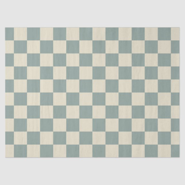 Green and Pale Yellow Chequerboard Tissue Paper (Front)