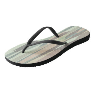 green and peach Abstract Stripes Flip Flops