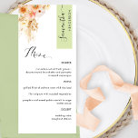 Green and Peach Blush Personalized with Guest Name Menu<br><div class="desc">Why spend in place cards and menu cards when you can have an elegant All-in-one elegant Menu personalized with each guest name! Contemporary, simple and elegant design with exquisite watercolor floral detail in a beautiful blend of peach, orange, blush, dusty rose, cream and champagne hues. Modern hand written calligraphy elements....</div>