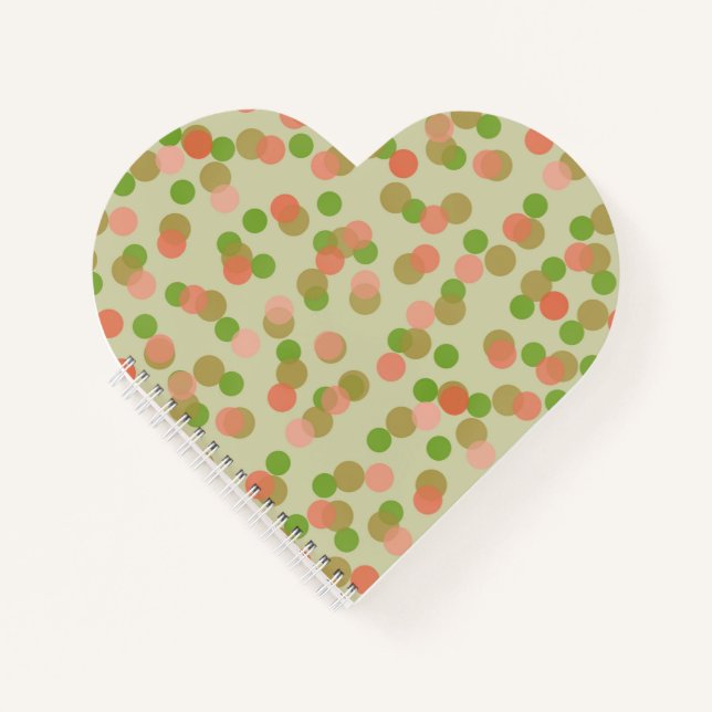 Green and Peachy Pink Polka Dots Notebook (Front)