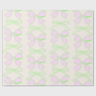 Green and Pink Bow Coquette Aesthetic Coquette Bow Wrapping Paper
