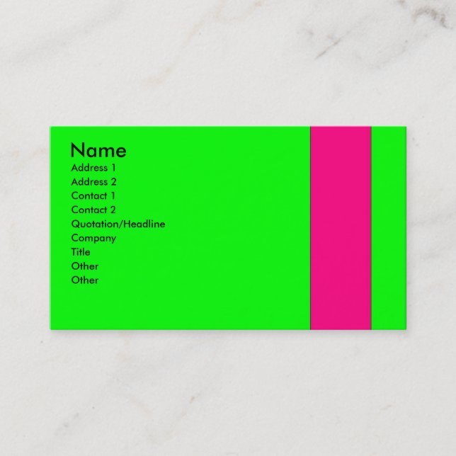 Green and Pink  Business Cards - Customized (Front)