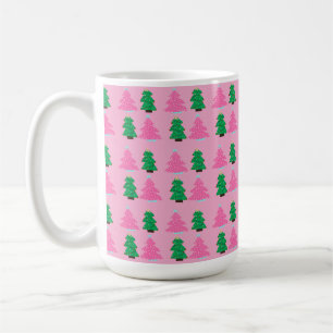 Green and Pink Christmas Trees  Coffee Mug