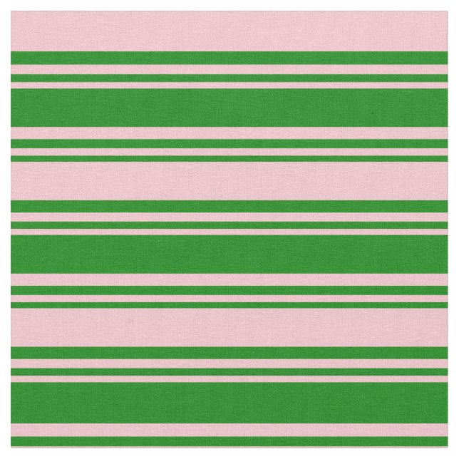 Green and Pink Coloured Striped Pattern Fabric (Close Up)