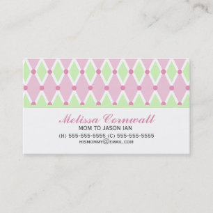 Green and Pink Diamonds Pattern Mommy Cards