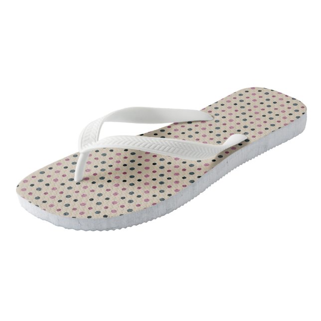Green and Pink Dots Flip Flops (Angled)