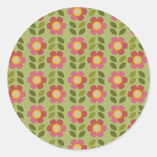 Green and Pink Floral Sticker - Bloom & Stick