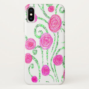Green and Pink Flower Vines Case-Mate iPhone Case
