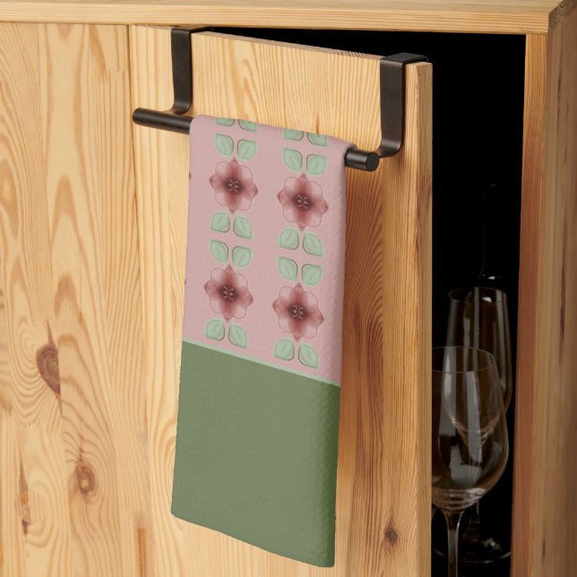 Green and Pink Kitchen Towel (Thirds Fold)