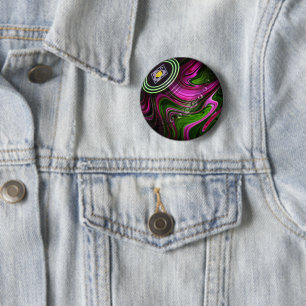Green And Pink Lawn Bowl, Round Badge 2 Inch Round Button