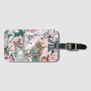 Green and pink liquid acrylic  luggage tag