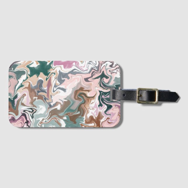 Green and pink liquid acrylic  luggage tag (Front Horizontal)