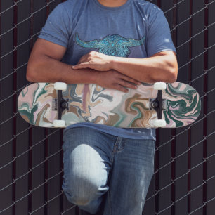 Green and pink liquid acrylic skateboard