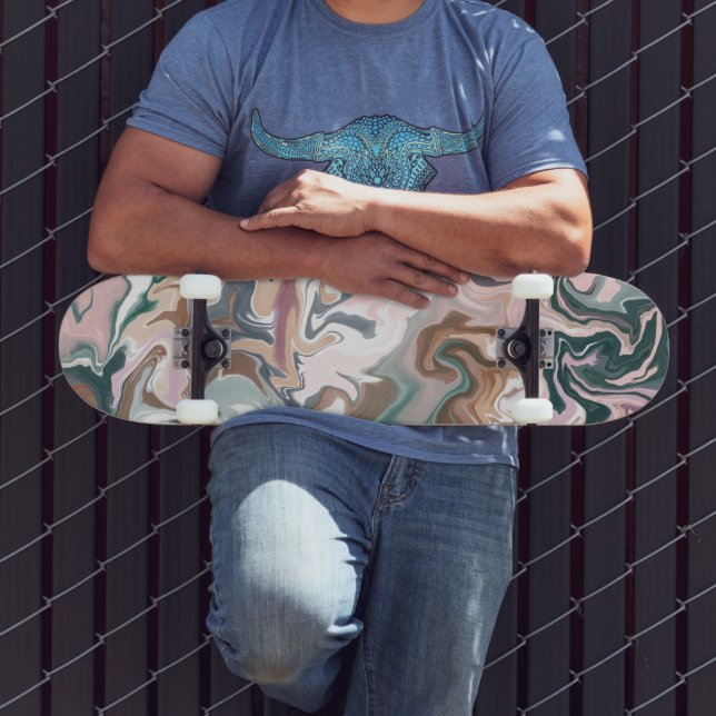 Green and pink liquid acrylic skateboard (Outdoor 3)