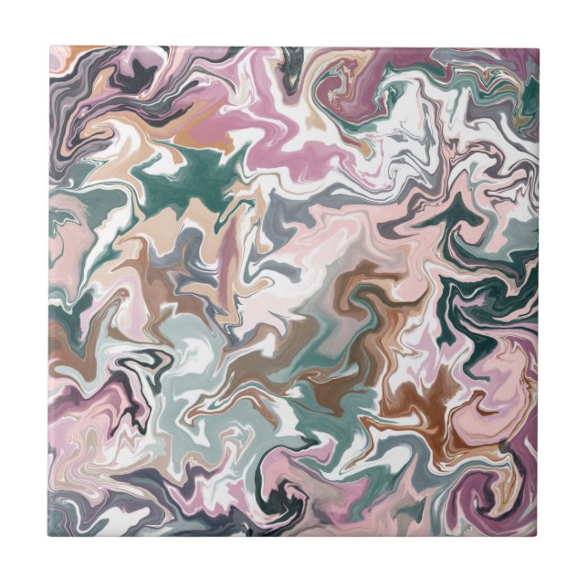 Green and pink liquid acrylic tile (Front)