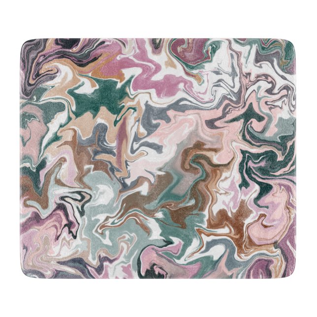 Green and Pink Marble Abstract Cutting Board  (Front)