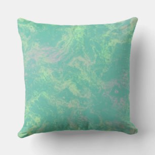 green and pink Marble abstract Throw Pillow