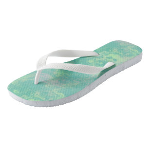 Green and pink Marble Swirl Abstract Flip Flops