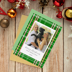 Green and Pink Modern Dots Customized Christmas Holiday Card