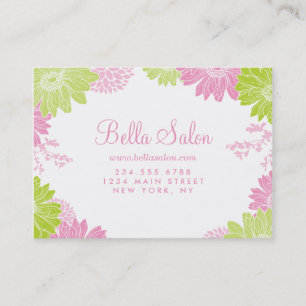 Green and Pink Modern Floral Business Cards
