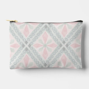 Green and pink pastel diamond pattern accessory pouch