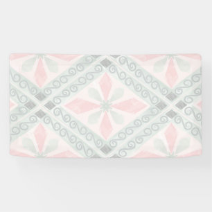 Green and pink pastel diamond pattern banner
