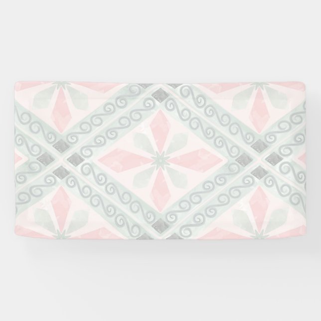 Green and pink pastel diamond pattern banner (Horizontal)