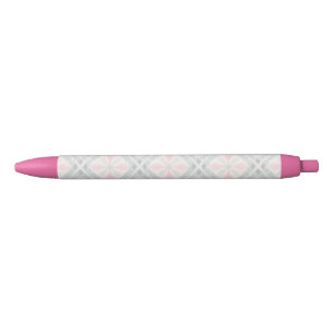 Green and pink pastel diamond pattern black ink pen