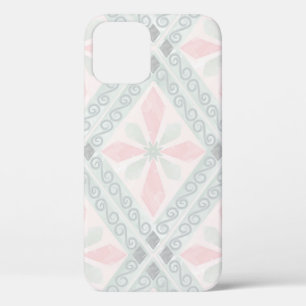 Green and pink pastel diamond pattern iPhone 12 pro case