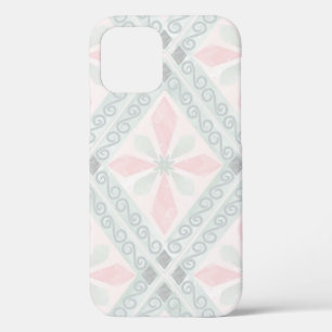 Green and pink pastel diamond pattern iPhone 12 pro case