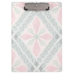 Green and pink pastel diamond pattern clipboard