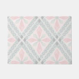 Green and pink pastel diamond pattern doormat