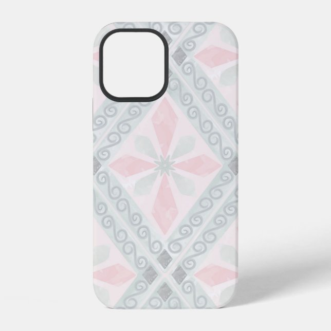 Green and pink pastel diamond pattern iPhone case (Back)
