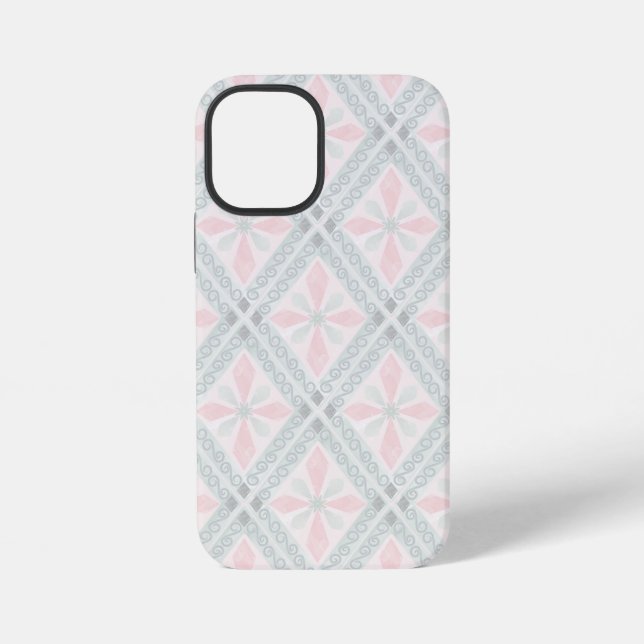 Green and pink pastel diamond pattern iPhone case (Back)