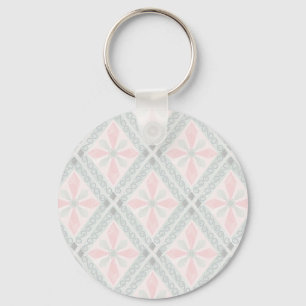 Green and pink pastel diamond pattern keychain