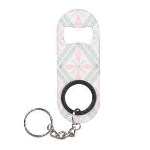 Green and pink pastel diamond pattern keychain bottle opener