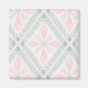 Green and pink pastel diamond pattern magnet