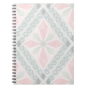 Green and pink pastel diamond pattern notebook
