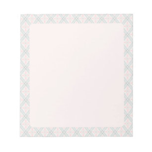 Green and pink pastel diamond pattern notepad