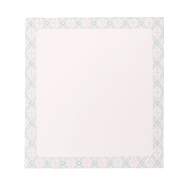 Green and pink pastel diamond pattern notepad (Front)