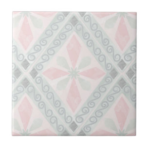 Green and pink pastel diamond pattern tile