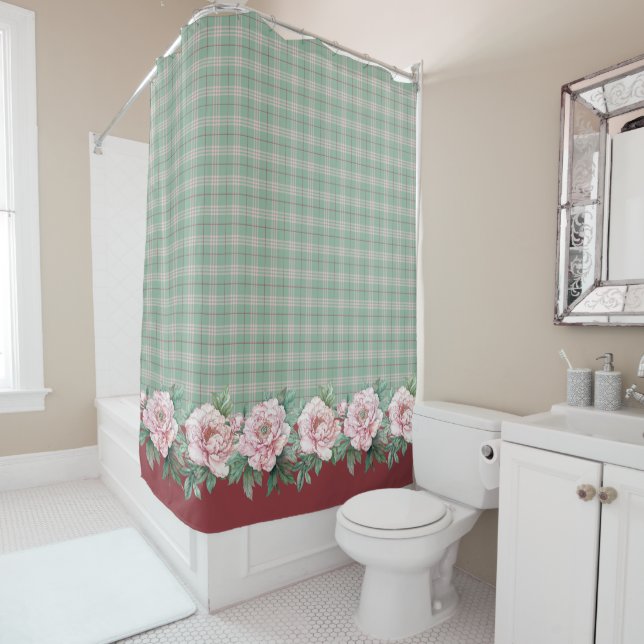 Green and Pink Plaid Peony (In Situ)