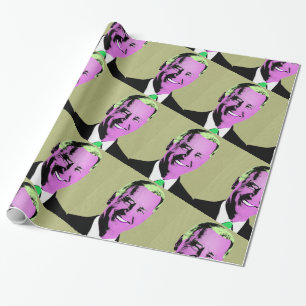 Green and Pink President Biden Pop Art Wrapping Paper