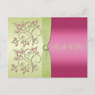 Green and Pink R.S.V.P. Postcard