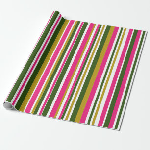 Green and Pink Retro Stripe Wrapping Paper