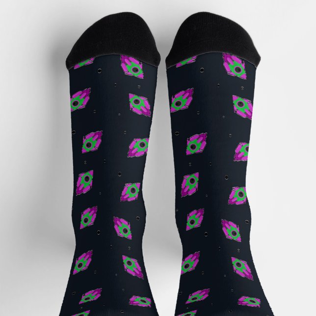 Green and pink space rocket socks (Top)