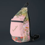Green and Pink Spring Meadows Background Sling Bag<br><div class="desc">A cute pattern of a delicate spring meadow of wildflowers looks so lovely on this sling bag for a lady.
Main colours are green and pink,  and is personalized if you like.</div>