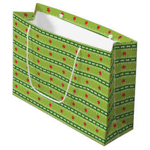 Green and Pink Stars Gift Bag - Large