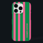 Green and Pink  Stripes Pattern Personalized  iPhone 16 Pro Case<br><div class="desc">Add a stylish touch to your phone with this green and pink stripes pattern personalized iPhone 16 Pro case. Featuring a chic striped design, it offers a perfect blend of elegance and modern flair. Customize it with your name or initials for a unique look, making it a great accessory or...</div>